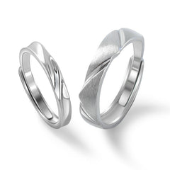 Irregular Lines Silver Couple Ring for Women