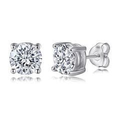 Colourful Round Zircon Silver Studs Earrings for Women