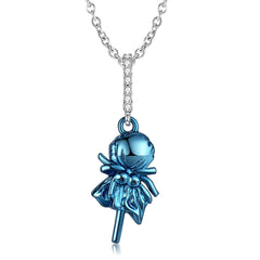 Blue Lollipop Pendant Silver Necklace