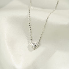 (Two Colours) Heart Solitaire Pendants Silver Collarbone Necklace for Women