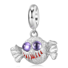 Halloween Candy Monster Silver Pendant