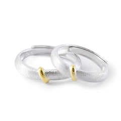 Gold Colour Silk Knot Sandblasting Silver Couple Ring for Women