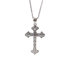 Vintage Cross Pendant Silver Necklace for Women