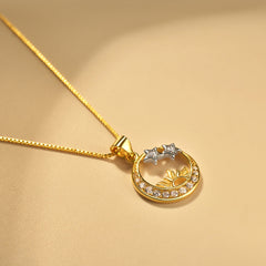 Zircon Star Moon with Sun Silver Necklace for Women