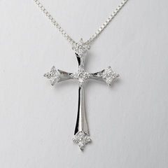 Zircon Cross Pendant Silver Necklace for Women