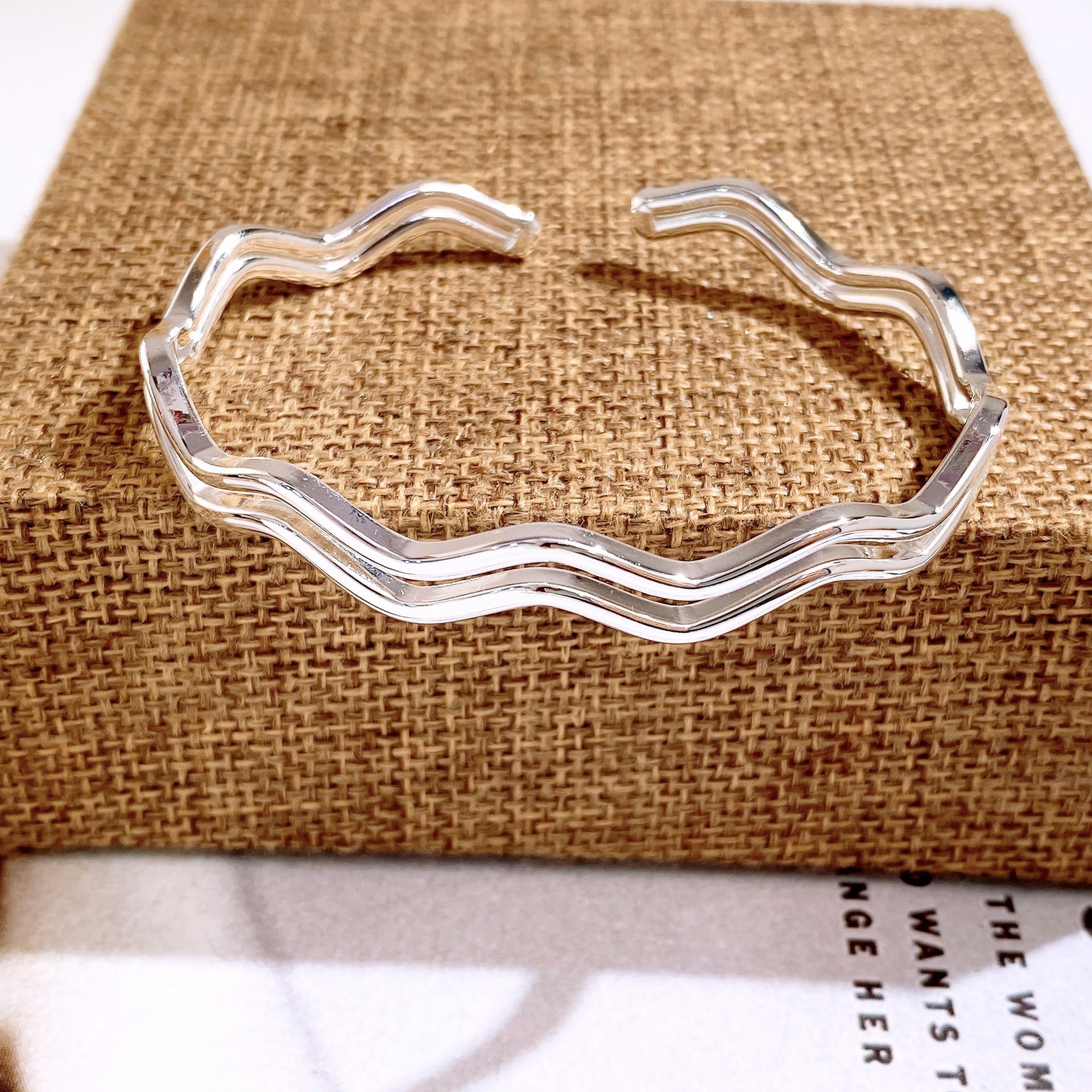 Double-layer Wave Silver Bracelet for Women