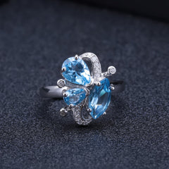 Natural Topaz Marquise Shape Sterling Silver Ring for Women