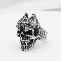 Halloween Batman Demon Skull Titanium Steel Ring for Men