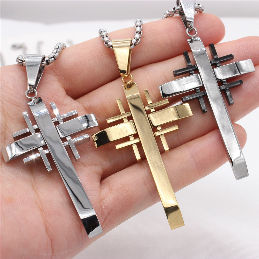 Jerusalem Latin Cross Titanium Steel Pendant for Men