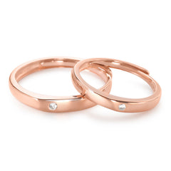 Rose Gold Colour with Zircon Silver Couple Ring
