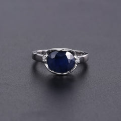 Natural Crystal Exquisite Oval Solitaire Silver Ring for Women