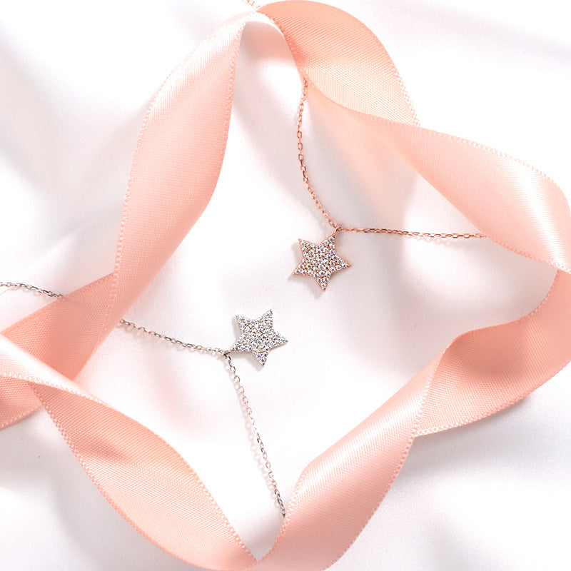 Zircon Five Pointed Star Silver Necklace