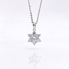 Round Zircon Hexagram Pendant Silver Necklace for Women