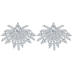 Pear Shape Zircon Firework Sterling Silver Stud Earrings