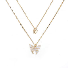 (Two Colours) White Zircon Two-ply Butterflies Pendants Collarbone Necklace for Women