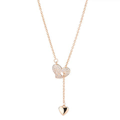 Zircon Heart Tassel with Love Silver Necklace for Women