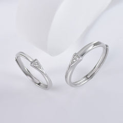 Triangle with Zircon Silver Couple Ring