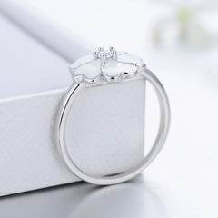 S925 Silver Elegant Four-leaf Clover Simple Ring Female Enamel Drops Fashion Ins Japan and South Korea Small Fresh Ring Jewelry