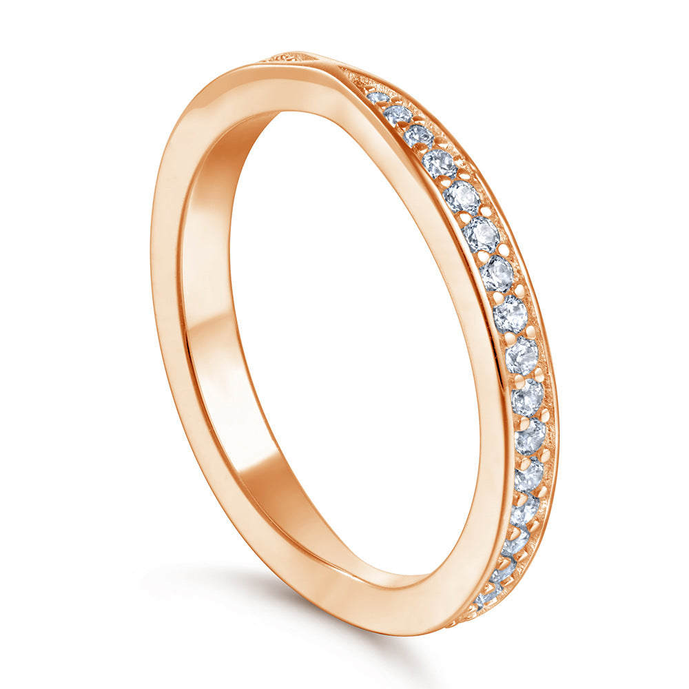 Round Zircon Cross Design Eternity Silver Ring
