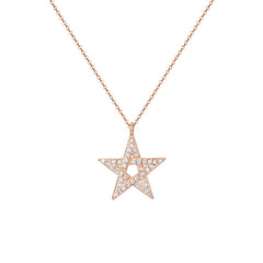 Zircon Five-pointed Star Pendant Silver Necklace for Women