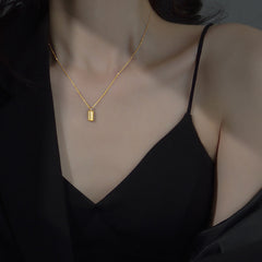 Small Gold Bar Silver Necklace for Women