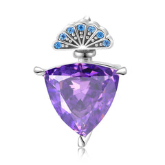 Triangle Purple Zircon Pendant Silver Necklace