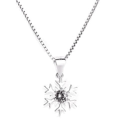 (Pendant Only) Snowflake with Round Zircon Silver Pendant for Women