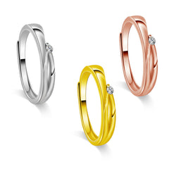 Ribbon Design with Zircon Silver Couple Ring