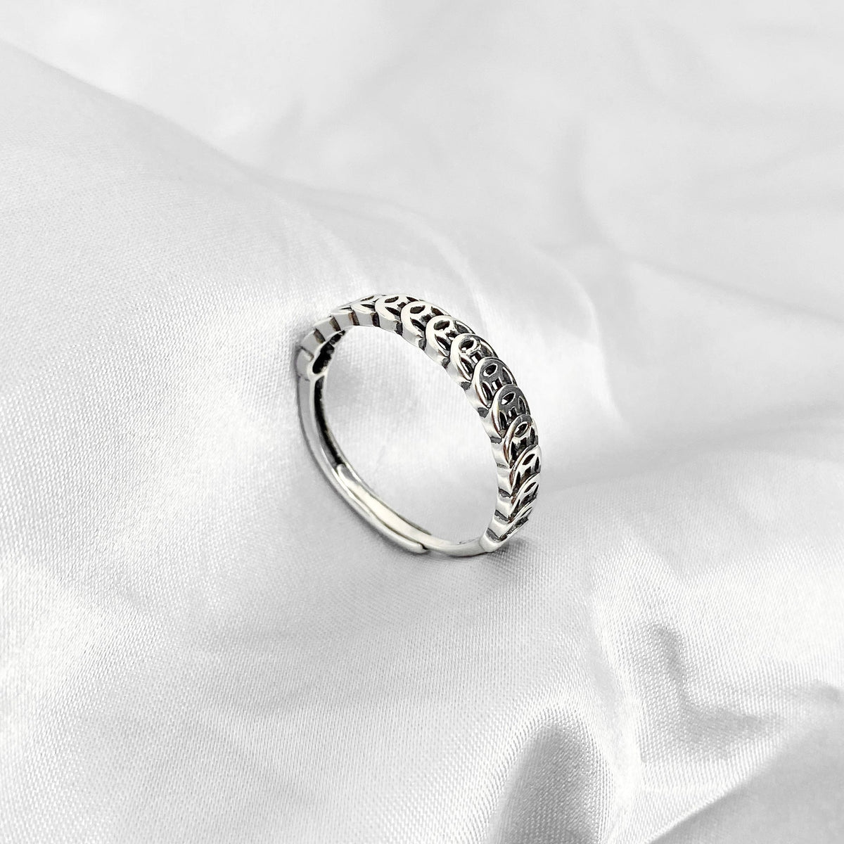 Beading Fortune Coins Silver Ring for Women