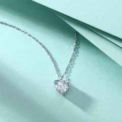 Heart Zircon Pendant Silver Necklace for Women