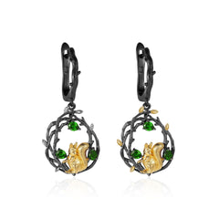 Squirrel Sterling Silver Drop Earrings for Women