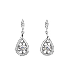 Geometric Pear Drop Hollow Zircon Silver Drop Earrings for Women