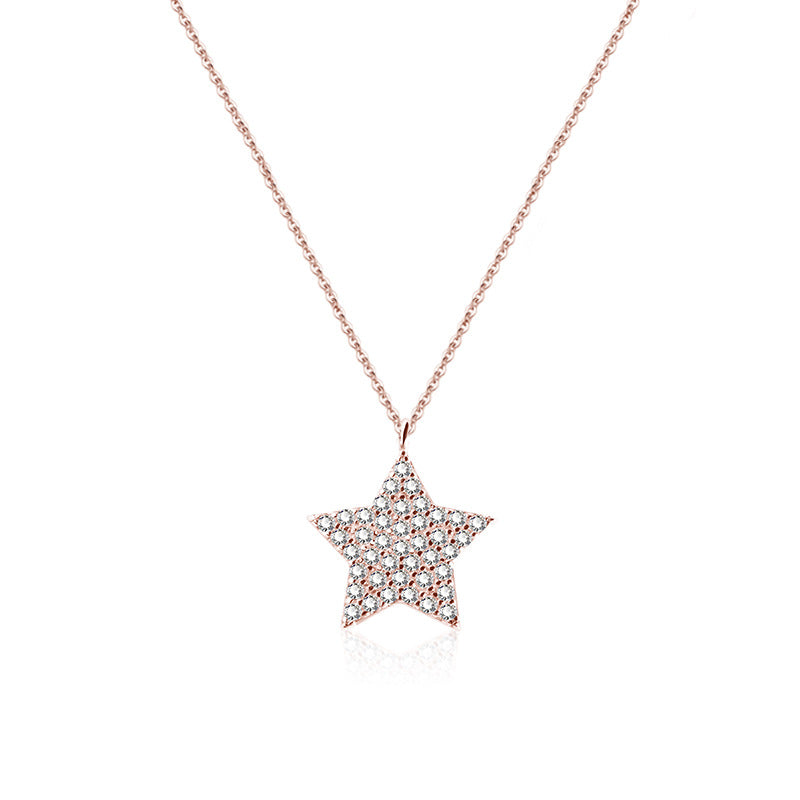 Zircon Five Pointed Star Silver Necklace