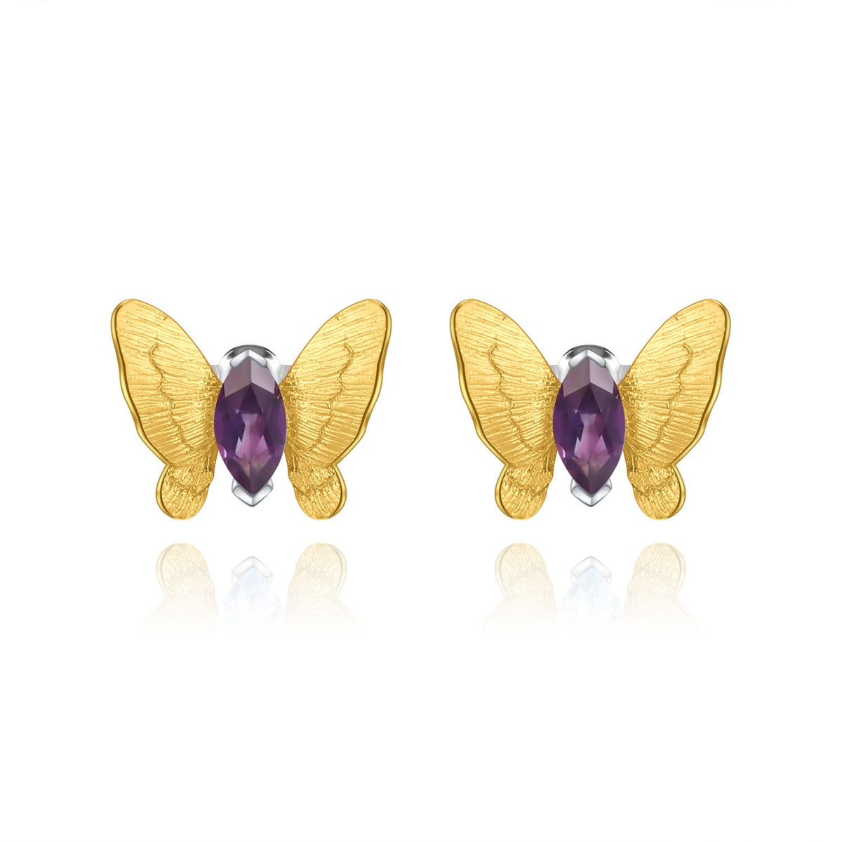 Butterfly Gold Plated Silver Studs Earrings for Women