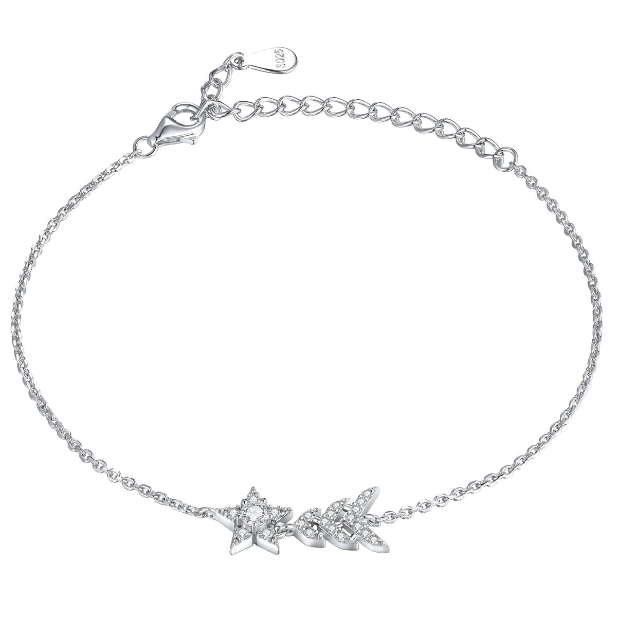 Zircon Star Christmas Tree Sterling Silver Bracelet