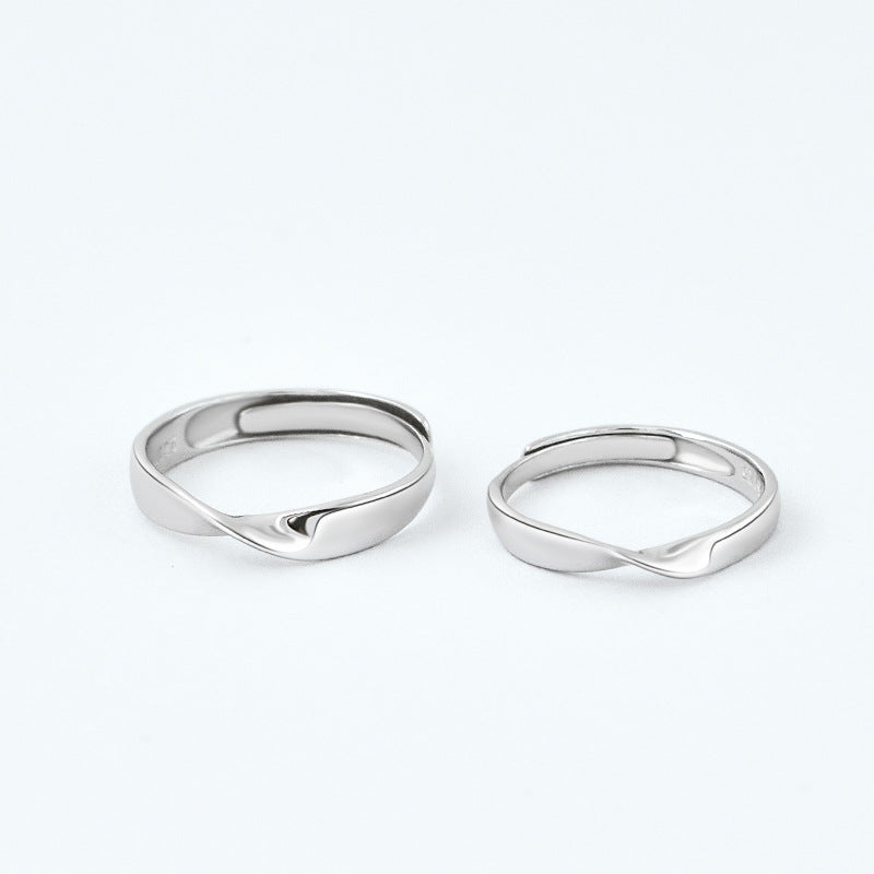 Mobius Series Simple Silver Couple Ring for Women