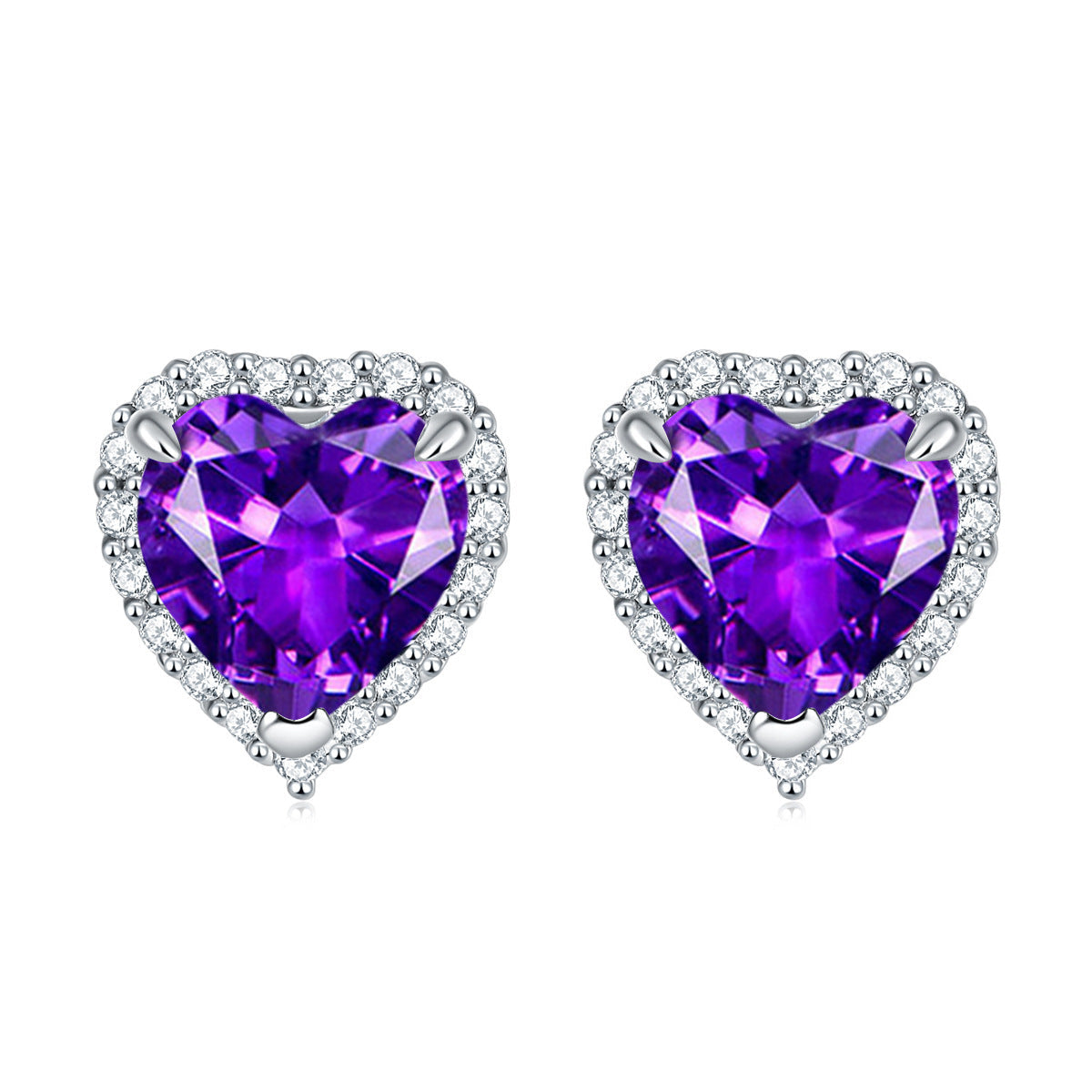 Halo Heart Zircon Stud Earrings