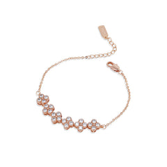 Zircon Four-leaf Clover Beading Silver Bracelet for Women