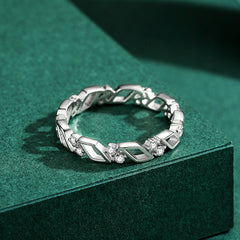 Summer New S925 Silver, Japanese and Korean Design, Geometric Hollow Ring, Feminine Temperament, Small Fresh Index Finger Ring Silver