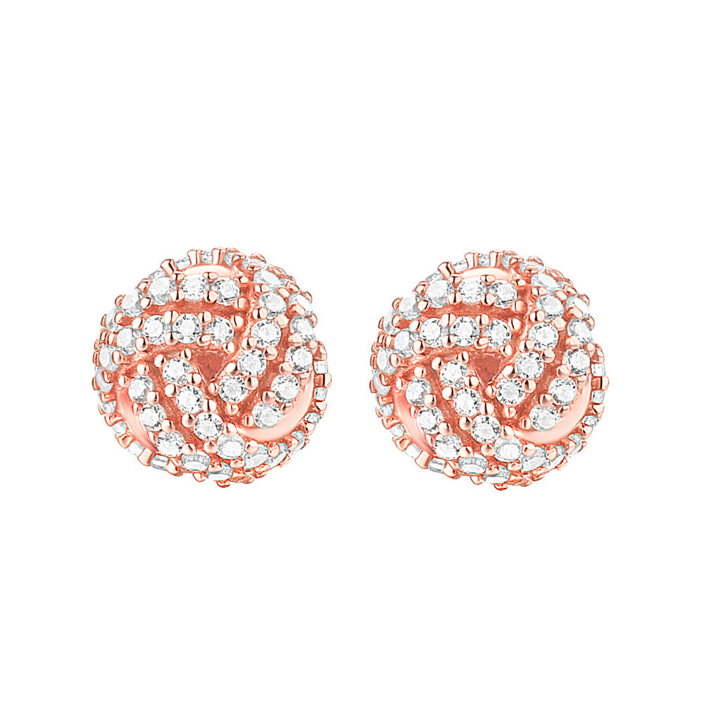 Zircon Circular Knot Silver Studs Earrings for Women