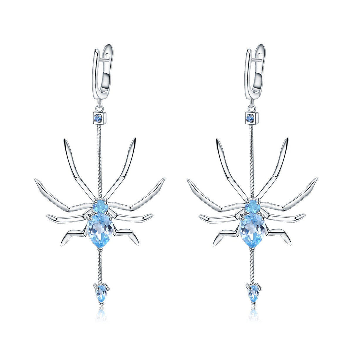 Spider Shape s925 Sterling Silver Natural Topaz Earrings for Women