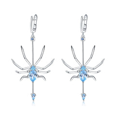 Spider Shape s925 Sterling Silver Natural Topaz Earrings for Women