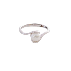 Natural Pearl Embrace Arm Silver Ring for Women