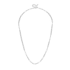 Paper Clip Chain Silver Necklace