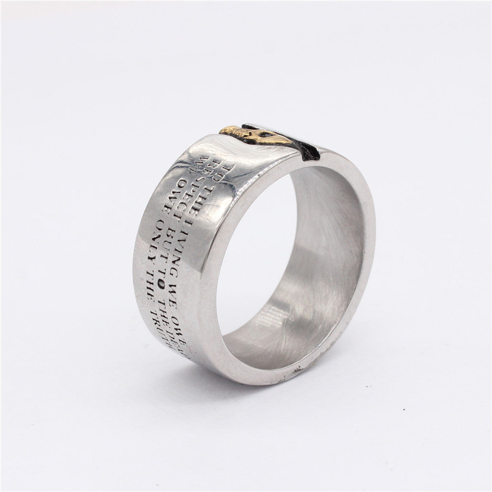 Halloween Skull English Letters Titanium Steel Ring for Men