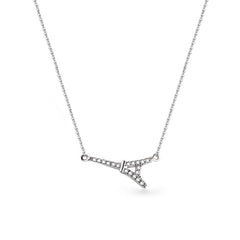 Zircon Eiffel Tower Pendant Silver Necklace