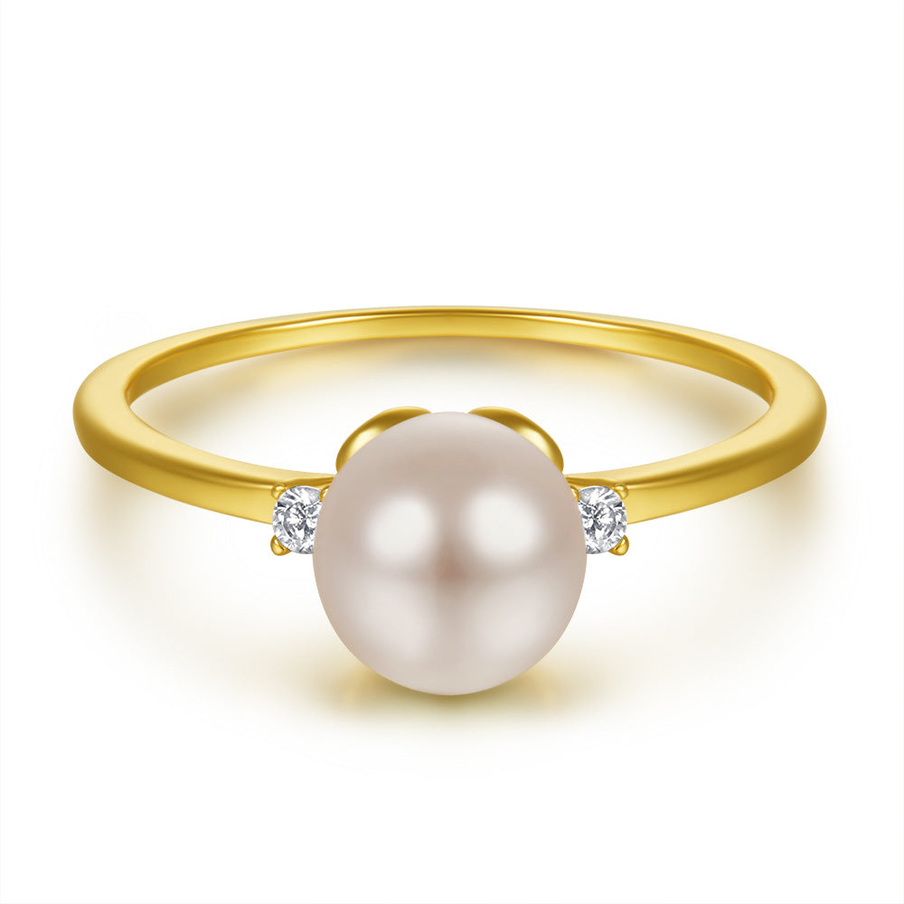 Pearl Solitaire Silver Ring