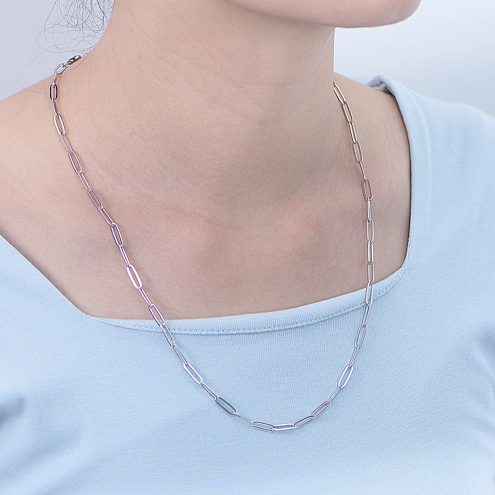 Paper Clip Chain Silver Necklace