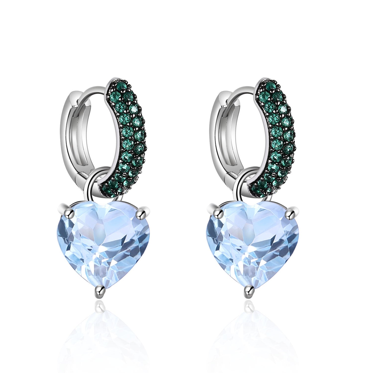 Thorn Bud Gemstone Love Shape Sterling Silver Drop Earrings for Women