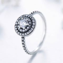 Retro Classic S925 Round Inlaid Zircon Ring for Women Cross Border European and American Popular Jewelry Fashion Niche Jewelry